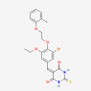 5-({3-BROMO-5-ETHOXY-4-[2-(2-METHYLPHENOXY)ETHOXY]PHENYL}METHYLIDENE)-2-SULFANYLIDENE-1,3-DIAZINANE-4,6-DIONE