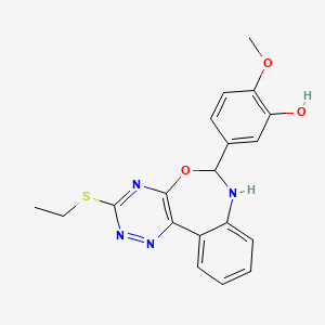 molecular formula C19H18N4O3S B5250824 5-(3-Ethylsulfanyl-6,7-dihydro-[1,2,4]triazino[5,6-d][3,1]benzoxazepin-6-yl)-2-methoxyphenol CAS No. 6377-26-0