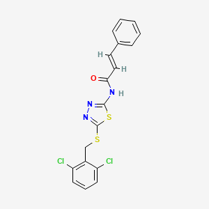 molecular formula C18H13Cl2N3OS2 B5250880 (2E)-N-{5-[(2,6-dichlorobenzyl)sulfanyl]-1,3,4-thiadiazol-2-yl}-3-phenylprop-2-enamide 