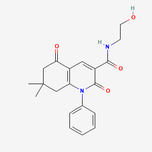 molecular formula C20H22N2O4 B5250883 N-(2-hydroxyethyl)-7,7-dimethyl-2,5-dioxo-1-phenyl-1,2,5,6,7,8-hexahydro-3-quinolinecarboxamide 