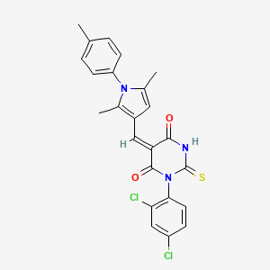 (5E)-1-(2,4-dichlorophenyl)-5-[[2,5-dimethyl-1-(4-methylphenyl)pyrrol-3-yl]methylidene]-2-sulfanylidene-1,3-diazinane-4,6-dione