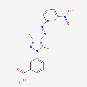 molecular formula C18H15N5O4 B5250981 3-[3,5-Dimethyl-4-[(3-nitrophenyl)diazenyl]pyrazol-1-yl]benzoic acid 