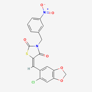 molecular formula C18H11ClN2O6S B5251020 (5E)-5-[(6-chloro-1,3-benzodioxol-5-yl)methylidene]-3-(3-nitrobenzyl)-1,3-thiazolidine-2,4-dione 