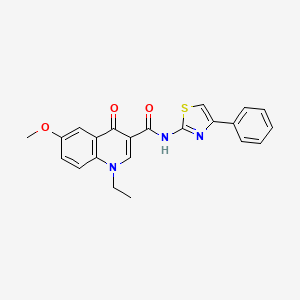 1-ethyl-6-methoxy-4-oxo-N-[(2Z)-4-phenyl-1,3-thiazol-2(3H)-ylidene]-1,4-dihydroquinoline-3-carboxamide