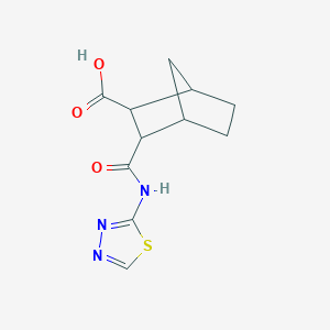 molecular formula C11H13N3O3S B5251322 3-(1,3,4-Thiadiazol-2-ylcarbamoyl)bicyclo[2.2.1]heptane-2-carboxylic acid 