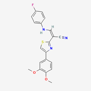 molecular formula C20H16FN3O2S B5251337 2-[4-(3,4-dimethoxyphenyl)-1,3-thiazol-2-yl]-3-[(4-fluorophenyl)amino]acrylonitrile 