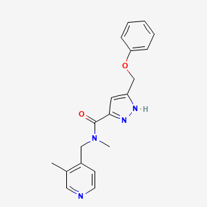 molecular formula C19H20N4O2 B5251420 N-methyl-N-[(3-methylpyridin-4-yl)methyl]-5-(phenoxymethyl)-1H-pyrazole-3-carboxamide 