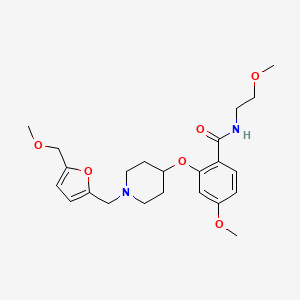 molecular formula C23H32N2O6 B5251515 4-methoxy-N-(2-methoxyethyl)-2-[(1-{[5-(methoxymethyl)-2-furyl]methyl}-4-piperidinyl)oxy]benzamide 