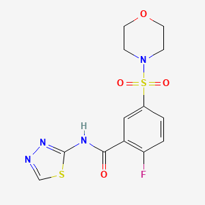 molecular formula C13H13FN4O4S2 B5251566 2-fluoro-5-(4-morpholinylsulfonyl)-N-1,3,4-thiadiazol-2-ylbenzamide 