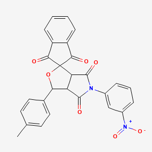 3-(4-methylphenyl)-5-(3-nitrophenyl)-3a,6a-dihydrospiro[furo[3,4-c]pyrrole-1,2'-indene]-1',3',4,6(3H,5H)-tetrone