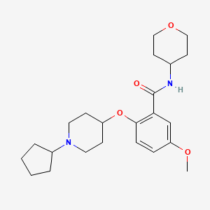 molecular formula C23H34N2O4 B5251652 2-[(1-cyclopentyl-4-piperidinyl)oxy]-5-methoxy-N-(tetrahydro-2H-pyran-4-yl)benzamide 