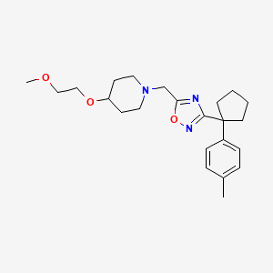 molecular formula C23H33N3O3 B5251740 4-(2-methoxyethoxy)-1-({3-[1-(4-methylphenyl)cyclopentyl]-1,2,4-oxadiazol-5-yl}methyl)piperidine 