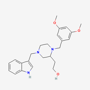 molecular formula C24H31N3O3 B5251765 2-[1-(3,5-dimethoxybenzyl)-4-(1H-indol-3-ylmethyl)-2-piperazinyl]ethanol 