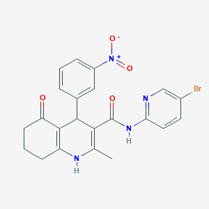 molecular formula C22H19BrN4O4 B5251804 N-(5-bromo-2-pyridinyl)-2-methyl-4-(3-nitrophenyl)-5-oxo-1,4,5,6,7,8-hexahydro-3-quinolinecarboxamide 