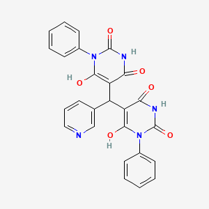 molecular formula C26H19N5O6 B5251850 6-Hydroxy-5-[(6-hydroxy-2,4-dioxo-1-phenylpyrimidin-5-yl)-pyridin-3-ylmethyl]-1-phenylpyrimidine-2,4-dione 