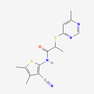 N-(3-cyano-4,5-dimethylthiophen-2-yl)-2-(6-methylpyrimidin-4-yl)sulfanylpropanamide