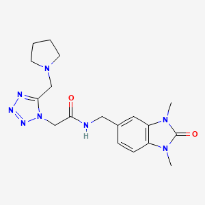 N-[(1,3-dimethyl-2-oxo-2,3-dihydro-1H-benzimidazol-5-yl)methyl]-2-[5-(1-pyrrolidinylmethyl)-1H-tetrazol-1-yl]acetamide