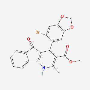 Methyl 4-(6-bromo-1,3-benzodioxol-5-yl)-2-methyl-5-oxo-1,4-dihydroindeno[1,2-b]pyridine-3-carboxylate