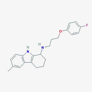 molecular formula C22H25FN2O B525192 N-[3-(4-fluorophenoxy)propyl]-6-methyl-2,3,4,9-tetrahydro-1H-carbazol-1-amine 