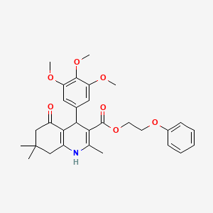 2-Phenoxyethyl 2,7,7-trimethyl-5-oxo-4-(3,4,5-trimethoxyphenyl)-1,4,5,6,7,8-hexahydroquinoline-3-carboxylate