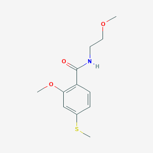 molecular formula C12H17NO3S B5251984 2-methoxy-N-(2-methoxyethyl)-4-(methylsulfanyl)benzamide 