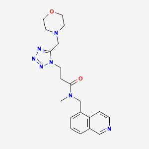 molecular formula C20H25N7O2 B5252020 N-(5-isoquinolinylmethyl)-N-methyl-3-[5-(4-morpholinylmethyl)-1H-tetrazol-1-yl]propanamide 