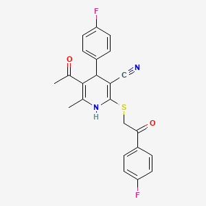 5-acetyl-4-(4-fluorophenyl)-2-[2-(4-fluorophenyl)-2-oxoethyl]sulfanyl-6-methyl-1,4-dihydropyridine-3-carbonitrile