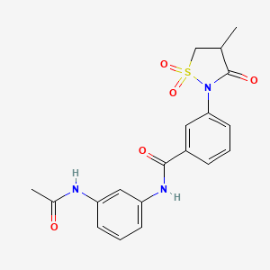 N-(3-acetamidophenyl)-3-(4-methyl-1,1,3-trioxo-1,2-thiazolidin-2-yl)benzamide