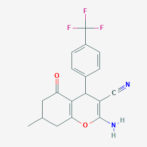 molecular formula C18H15F3N2O2 B5252123 2-Amino-7-methyl-5-oxo-4-[4-(trifluoromethyl)phenyl]-4,6,7,8-tetrahydrochromene-3-carbonitrile 