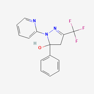 molecular formula C15H12F3N3O B5252147 3-phenyl-2-pyridin-2-yl-5-(trifluoromethyl)-4H-pyrazol-3-ol 