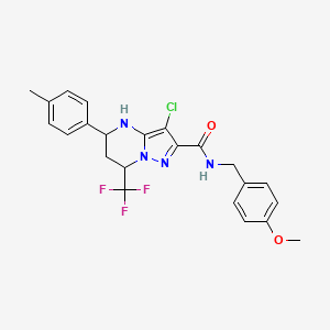 molecular formula C23H22ClF3N4O2 B5252186 3-chloro-N-(4-methoxybenzyl)-5-(4-methylphenyl)-7-(trifluoromethyl)-4,5,6,7-tetrahydropyrazolo[1,5-a]pyrimidine-2-carboxamide 