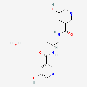 molecular formula C15H18N4O5 B5252272 5-hydroxy-N-[2-[(5-hydroxypyridine-3-carbonyl)amino]propyl]pyridine-3-carboxamide;hydrate 