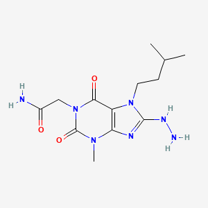 2-[8-Hydrazinyl-3-methyl-7-(3-methylbutyl)-2,6-dioxopurin-1-yl]acetamide