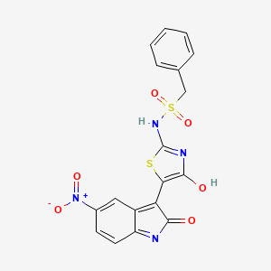 N-[5-(5-nitro-2-oxo-1,2-dihydro-3H-indol-3-ylidene)-4-oxo-1,3-thiazolidin-2-ylidene]-1-phenylmethanesulfonamide