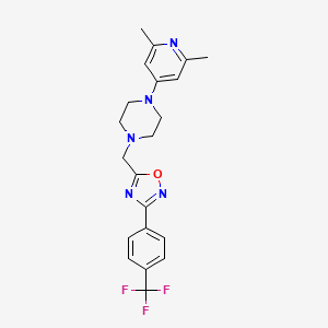 molecular formula C21H22F3N5O B5252436 1-(2,6-dimethyl-4-pyridinyl)-4-({3-[4-(trifluoromethyl)phenyl]-1,2,4-oxadiazol-5-yl}methyl)piperazine 