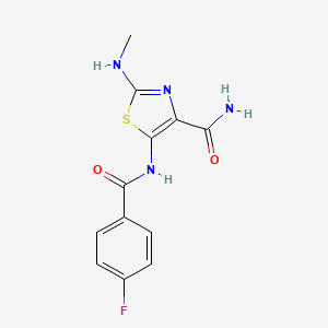 molecular formula C12H11FN4O2S B5252458 5-[(4-fluorobenzoyl)amino]-2-(methylamino)-1,3-thiazole-4-carboxamide 