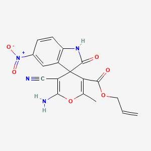 prop-2-enyl 6'-amino-5'-cyano-2'-methyl-5-nitro-2-oxospiro[1H-indole-3,4'-pyran]-3'-carboxylate