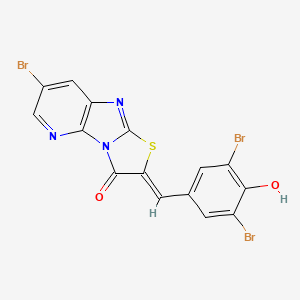 molecular formula C15H6Br3N3O2S B5252524 (4Z)-10-bromo-4-[(3,5-dibromo-4-hydroxyphenyl)methylidene]-5-thia-2,7,12-triazatricyclo[6.4.0.02,6]dodeca-1(8),6,9,11-tetraen-3-one 