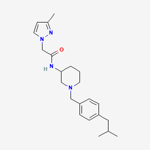 molecular formula C22H32N4O B5252571 N-[1-[[4-(2-methylpropyl)phenyl]methyl]piperidin-3-yl]-2-(3-methylpyrazol-1-yl)acetamide 