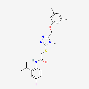 molecular formula C23H27IN4O2S B5252597 2-({5-[(3,5-dimethylphenoxy)methyl]-4-methyl-4H-1,2,4-triazol-3-yl}thio)-N-(4-iodo-2-isopropylphenyl)acetamide 