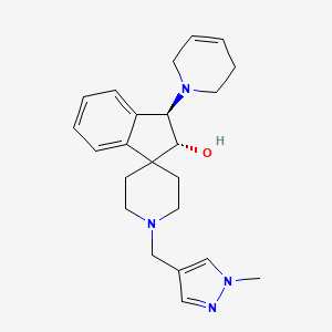 molecular formula C23H30N4O B5252657 (1R,2R)-1-(3,6-dihydro-2H-pyridin-1-yl)-1'-[(1-methylpyrazol-4-yl)methyl]spiro[1,2-dihydroindene-3,4'-piperidine]-2-ol 