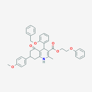 molecular formula C39H37NO6 B5252669 2-Phenoxyethyl 4-[2-(benzyloxy)phenyl]-7-(4-methoxyphenyl)-2-methyl-5-oxo-1,4,5,6,7,8-hexahydroquinoline-3-carboxylate 