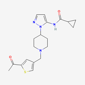 molecular formula C19H24N4O2S B5252694 N-(1-{1-[(5-acetyl-3-thienyl)methyl]-4-piperidinyl}-1H-pyrazol-5-yl)cyclopropanecarboxamide 