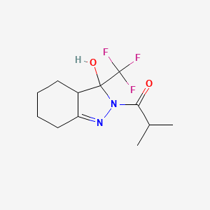 molecular formula C12H17F3N2O2 B5252722 1-[3-hydroxy-3-(trifluoromethyl)-3,3a,4,5,6,7-hexahydro-2H-indazol-2-yl]-2-methylpropan-1-one 