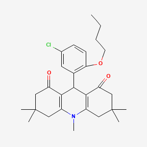 molecular formula C28H36ClNO3 B5252738 9-(2-butoxy-5-chlorophenyl)-3,3,6,6,10-pentamethyl-3,4,6,7,9,10-hexahydro-1,8(2H,5H)-acridinedione 