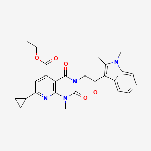 molecular formula C26H26N4O5 B5252761 ETHYL 7-CYCLOPROPYL-3-[2-(1,2-DIMETHYL-1H-INDOL-3-YL)-2-OXOETHYL]-1-METHYL-2,4-DIOXO-1H,2H,3H,4H-PYRIDO[2,3-D]PYRIMIDINE-5-CARBOXYLATE 