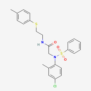 molecular formula C24H25ClN2O3S2 B5252825 N~2~-(4-chloro-2-methylphenyl)-N~1~-{2-[(4-methylphenyl)thio]ethyl}-N~2~-(phenylsulfonyl)glycinamide 