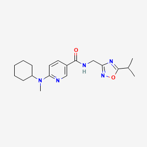 molecular formula C19H27N5O2 B5252831 6-[cyclohexyl(methyl)amino]-N-[(5-isopropyl-1,2,4-oxadiazol-3-yl)methyl]nicotinamide 