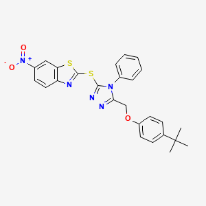 2-[[5-[(4-Tert-butylphenoxy)methyl]-4-phenyl-1,2,4-triazol-3-yl]sulfanyl]-6-nitro-1,3-benzothiazole