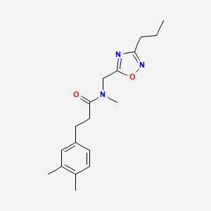 molecular formula C18H25N3O2 B5252899 3-(3,4-dimethylphenyl)-N-methyl-N-[(3-propyl-1,2,4-oxadiazol-5-yl)methyl]propanamide 